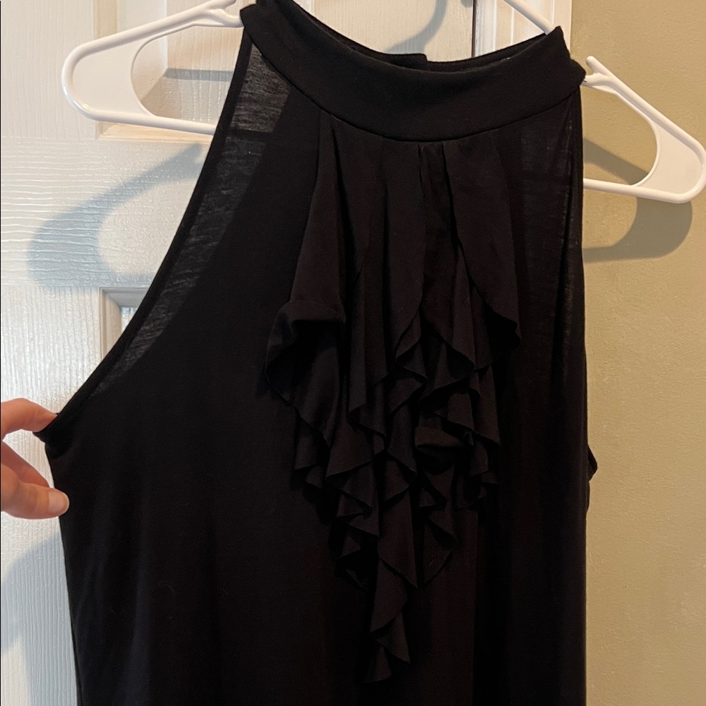 Black Sleeveless Dress with Ruffle Detail